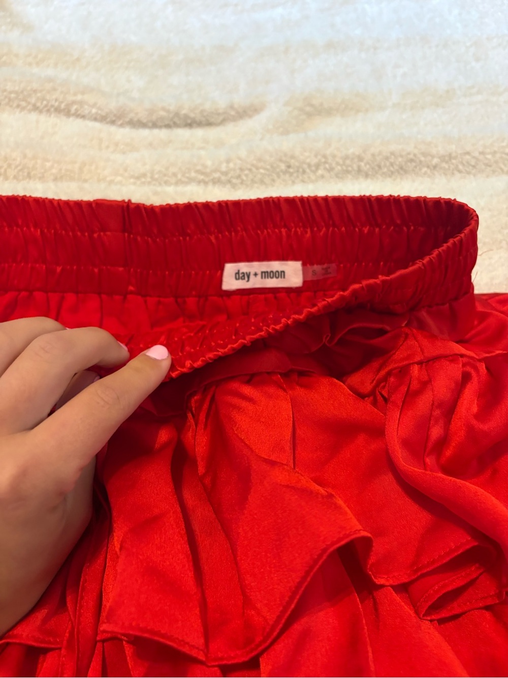 day + moon Red Ruffle Skirt